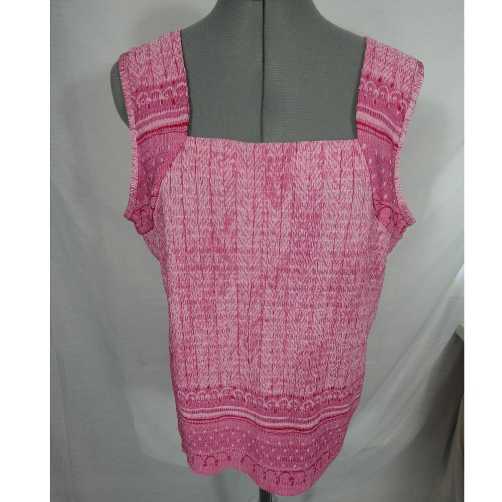 Pleat Pleat by Rafael Women's XL Sleeveless Pink Ruched Blouse Festival Casual